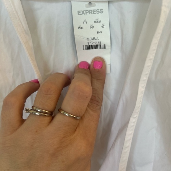 NWT XS EXPRESS white seedless wrap, side, tie top - Picture 3 of 8